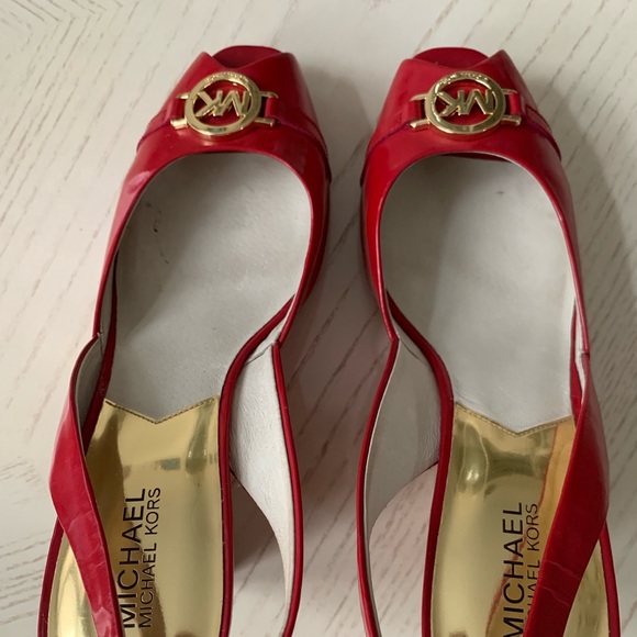 Michael Kors red wedge sling pump. - Picture 4 of 4